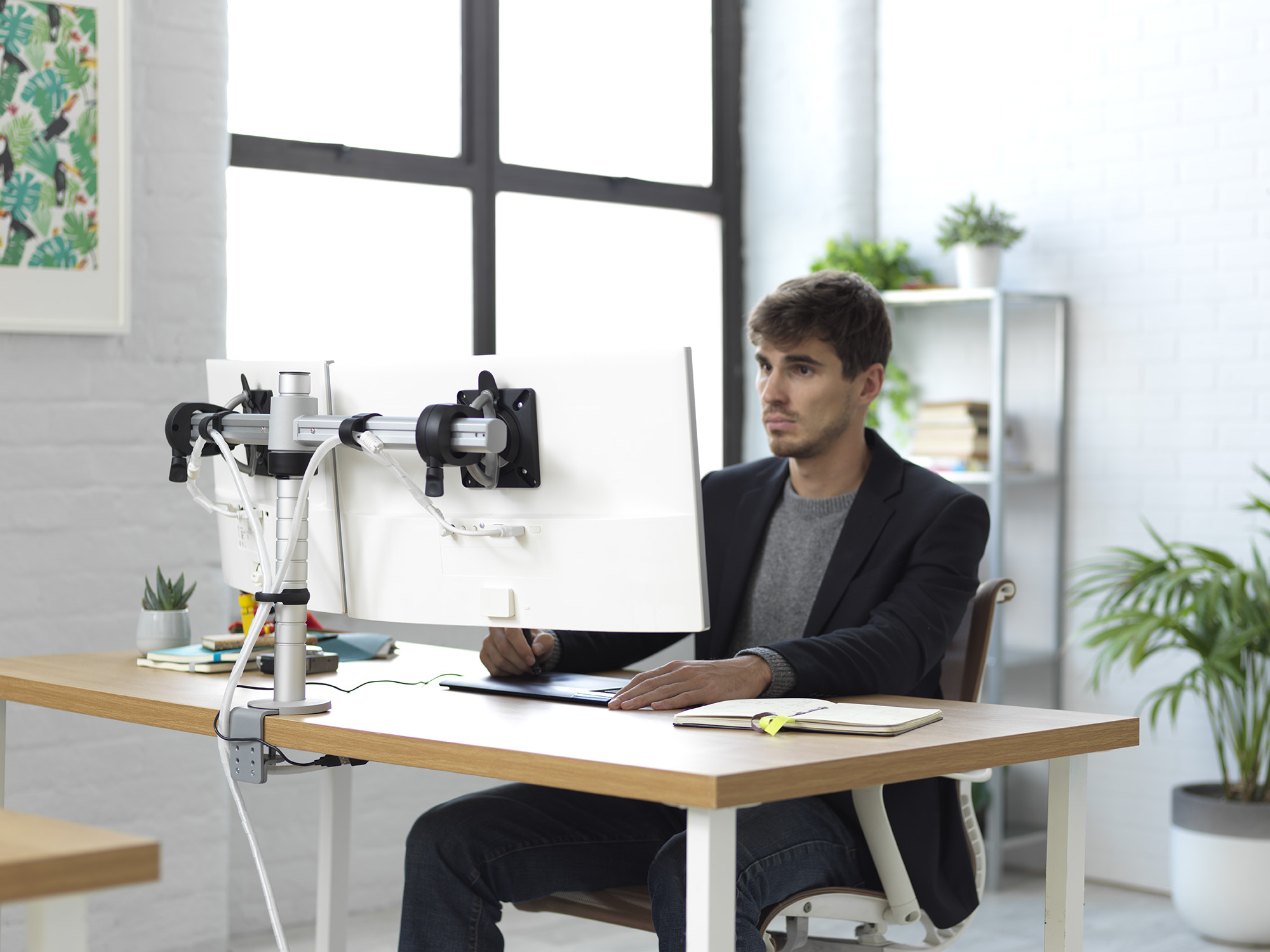 办公辅件|显示器支架|办公安博网页版|安博anbo（中国）安博网页版|Wishbone 台面显示屏（立柱）支架